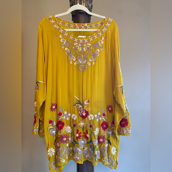 Johnny Was embroidered Edith Tunic yellow gold XL - Picture 14 of 14